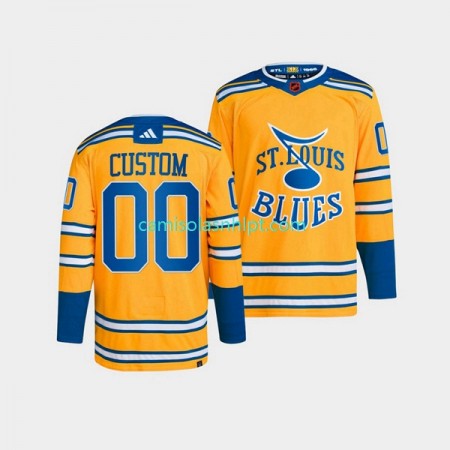Camiseta St. Louis Blues Personalizado Adidas 2022-2023 Reverse Retro Amarelo Authentic - Homem